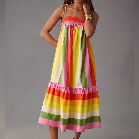 NWT Anthropologie / FARM RIO Sleeveless Smocked Tiered Dress, XS - Picture 1 of 6